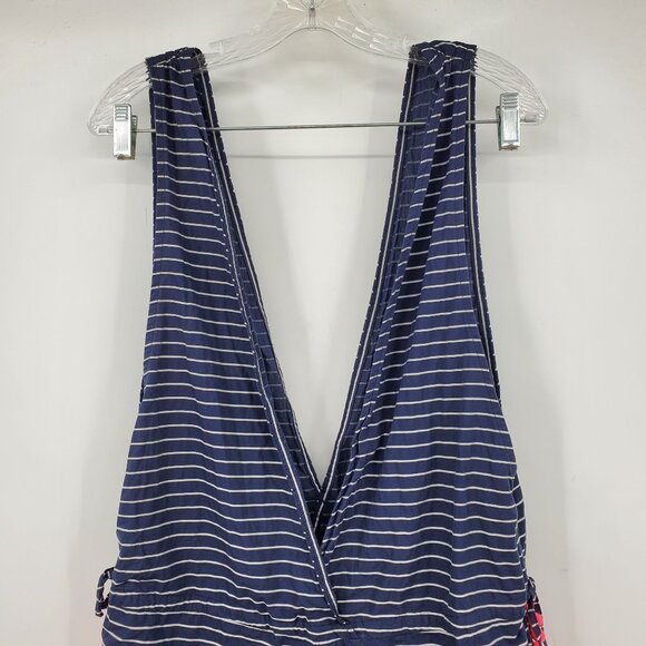 EA7 Armani Blue Striped Front and Back V Neck One Piece Romper Medium - Picture 4 of 9